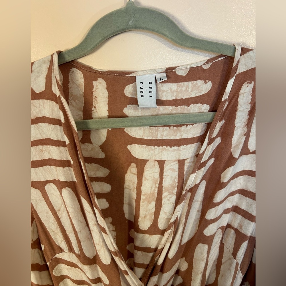 Osei Duro Tan and White Maxi Wrap Dress - Picture 3 of 4